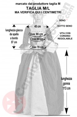 Misure costume donna 800 dama blu e oro taglia M