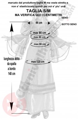 Misure costume dama medievale taglia SM