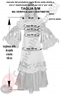 Misure costume medievale da dama taglia SM