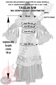 Misure costume medievale da dama taglia SM