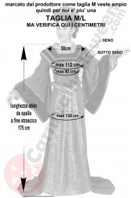 Misure costume da regina medievale taglia M L
