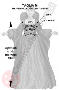Misure costume da Regina medievale Elisabetta taglia M Misure costume da Regina medievale Elisabetta taglia M