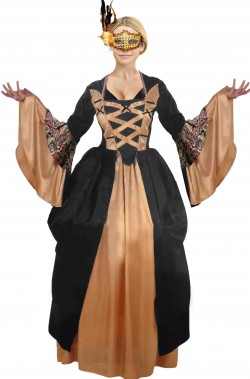 Vestito dama del 700 elegante nera e oro