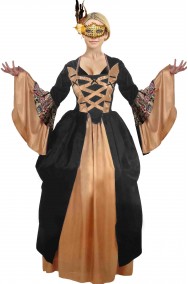 Vestito dama del 700 elegante nera e oro