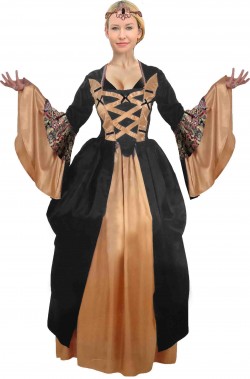 Costume dama del 700 elegante nera e oro