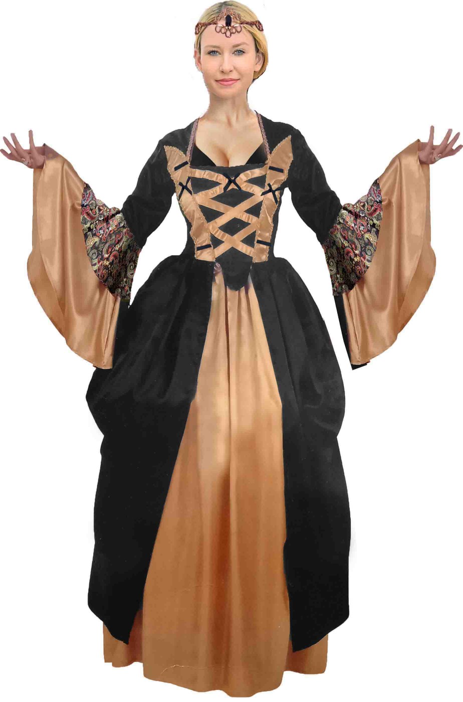 Costume dama del 700 elegante nera e oro Costume dama del 700 elegante nera e oro