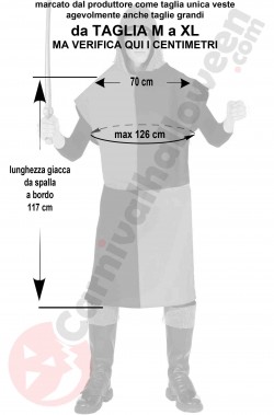 Misure costume medievale uomo rosso e nero