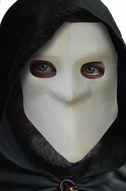 Maschera bianca in stile veneziano Bauta di cartapesta.