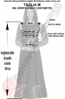 Misure costume da dama medievale taglia M