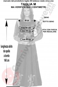 Misure costume da dama medievale taglia M