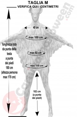 Misure morphsuit pipistrello vampiro taglia M
