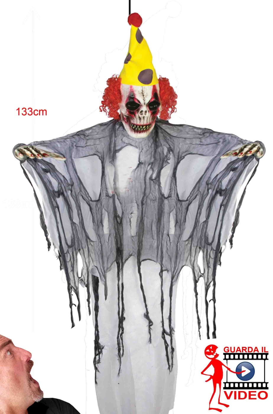 Decorazione Halloween IT Pennywise morto da appendere Decorazione Halloween IT Pennywise morto da appendere