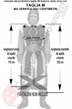 Misure del costume medievale da re guerriero Denethor