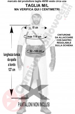 Misure costume Altair taglia M L Assassin's Creed Misure costume Altair taglia M L Assassin's Creed