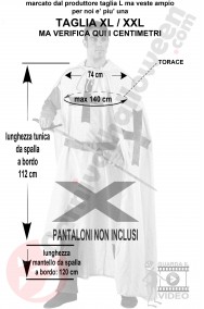 Misure costume da cavaliere crociato medievale taglia XL