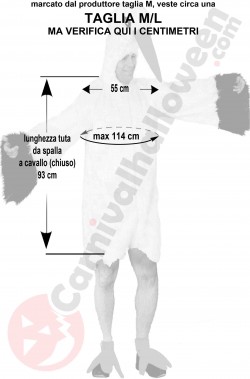 Misure costume da cicogna taglia M Misure costume da cicogna taglia M