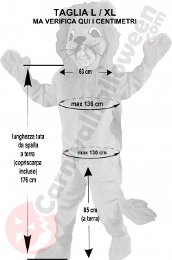 Misure costume da leone mascotte taglia XL Misure costume da leone mascotte taglia XL
