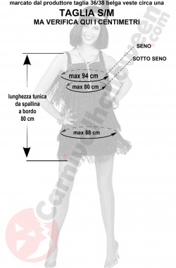 Misure costume donna anni 20 Charleston Flapper nero