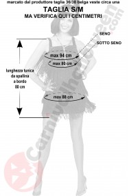 Misure costume donna anni 20 Charleston Flapper nero