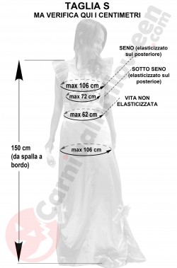 Misure del costume da Cenerentola Principessa al ballo taglia S