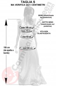 Misure del costume da Cenerentola Principessa al ballo taglia S