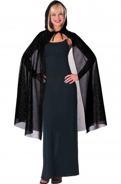 Mantello nero con brillantini elegante 140cm