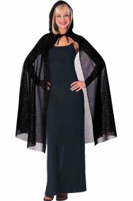 Mantello nero con brillantini elegante 140cm