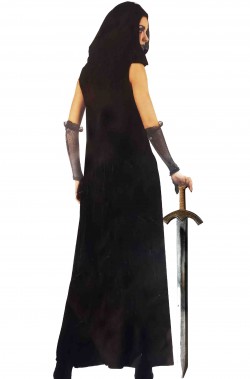 Mantello medievale cosplay nero con aperture per le braccia e cappuccio