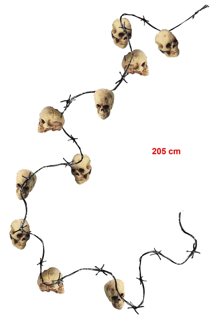 Addobbo Halloween ghirlanda con teschi e filo spinato finto