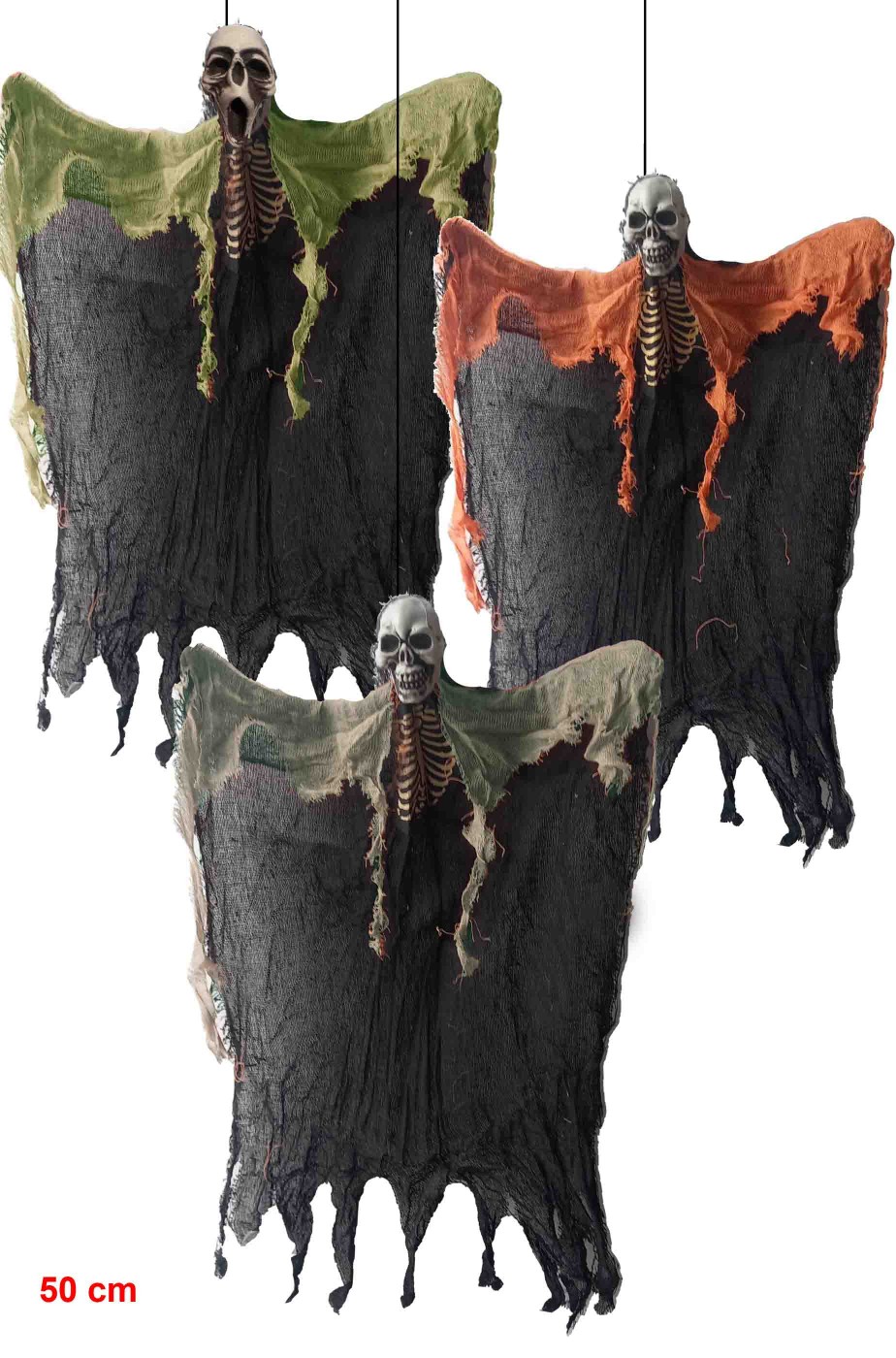 Decorazioni Halloween da appendere tre scheletri 50cm
