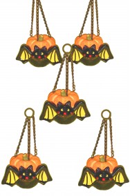 Zucchette in terracotta con pipistrello da appendere con catenella