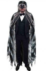 Mantello con cappuccio grigio e nero