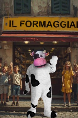 Mascotte da Mucca inaugurazione il formaggiaio