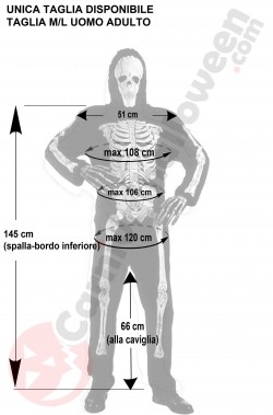 Misure della tuta del costume da faraone morto con tuta