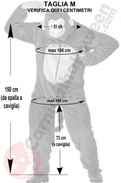 Misure del costume di carnevale da scimmia taglia M