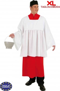 Costume da prete realistico rosso e bianco taglia comoda