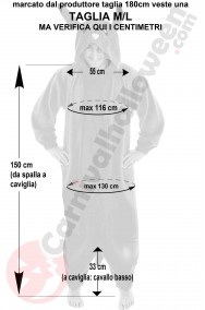 Misure del costume di carnevale di Pikachu taglia ML