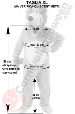 Misure costume da Lupo grigio taglia XL mascotte
