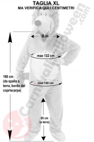 Misure costume da Lupo grigio taglia XL mascotte