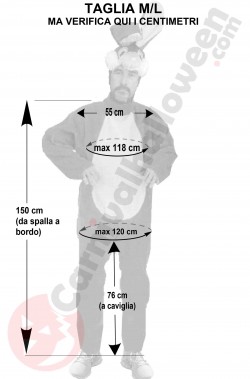 Misure costume da coniglio blu