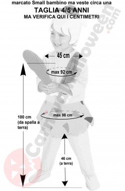 Misure del costume di carnevale di Bamm Bamm degli Antenati