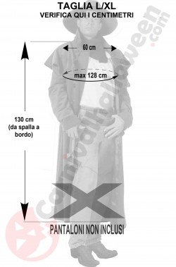 Misure costume cowboy realistico con cappotto