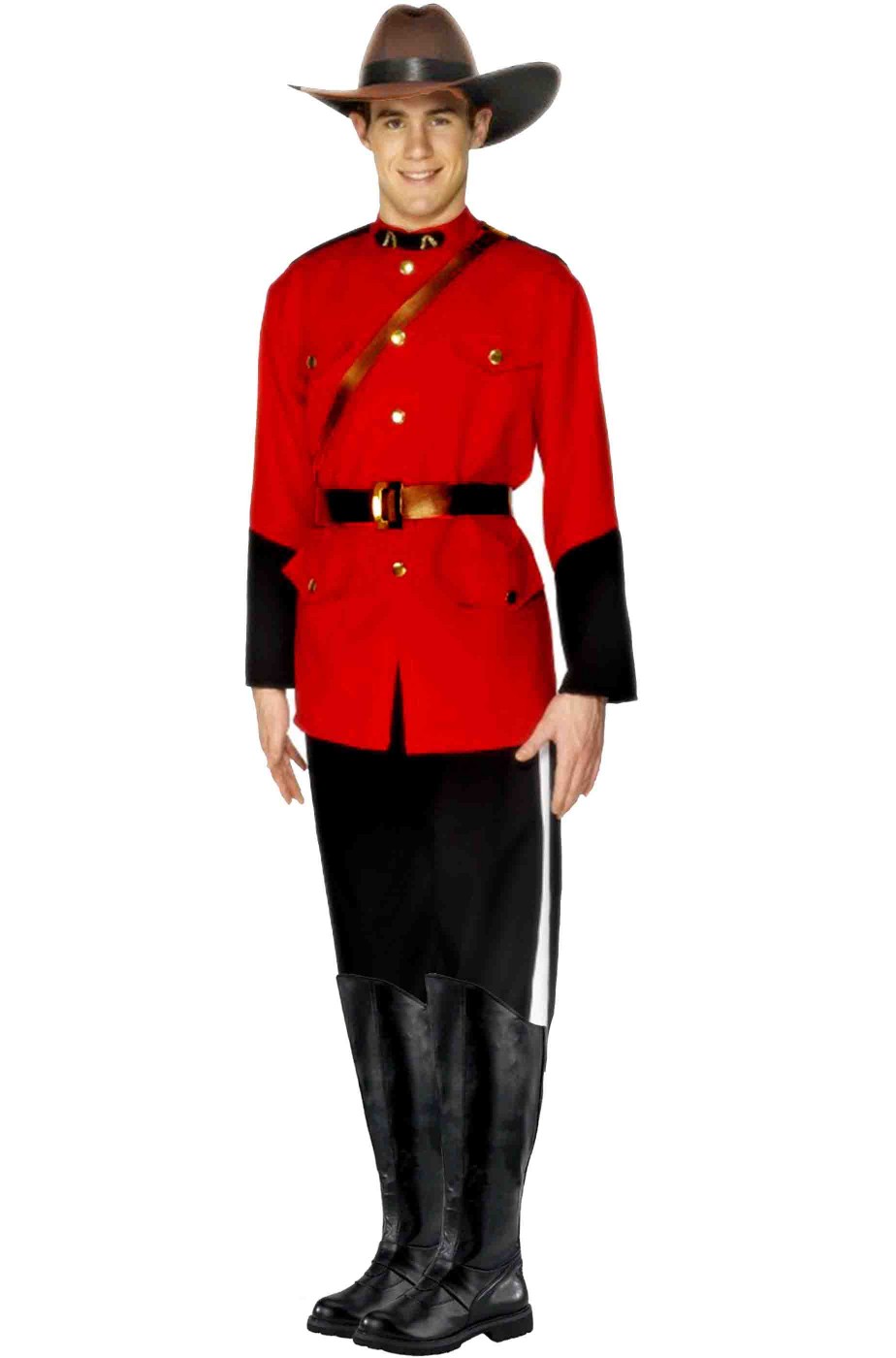 Vestito di carnevale uomo uniforme giubba rossa canadese