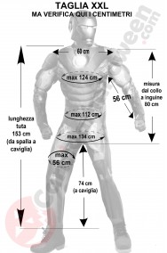 Misure del costume adulto di IronMan taglia XXL