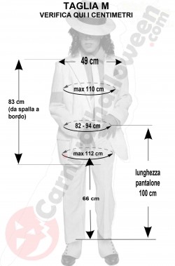 Misure del costume bianco di Michael Jackson Smooth Criminal taglia M