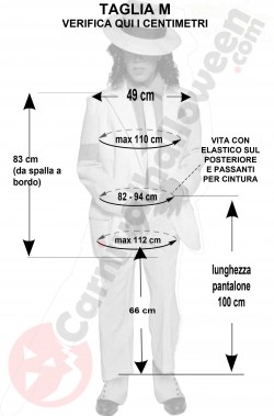 Misure del costume bianco di Michael Jackson Smooth Criminal taglia M