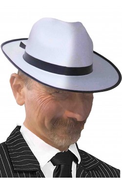 Cappello da gangster bianco con fascia nera adulto