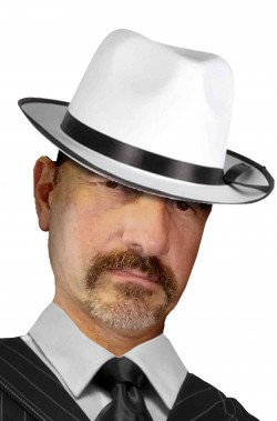 Cappello da gangster stile Borsalino bianco con fascia nera