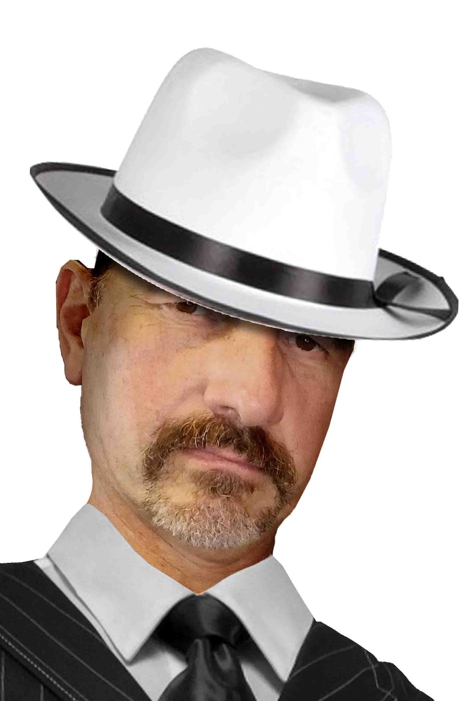 Cappello da gangster stile Borsalino bianco con fascia nera