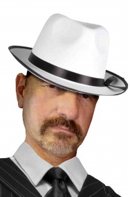 Cappello da gangster stile Borsalino bianco con fascia nera